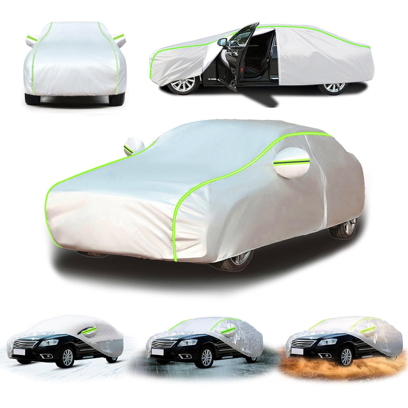 Autoabdeckung Vollgarage Für Peugeot 308 2007-2024,Auto Abdeckplane Winter Outdoor Car Cover Staubdicht,Wasserdicht,Seitlicher Reißverschluss o72uu von Generic