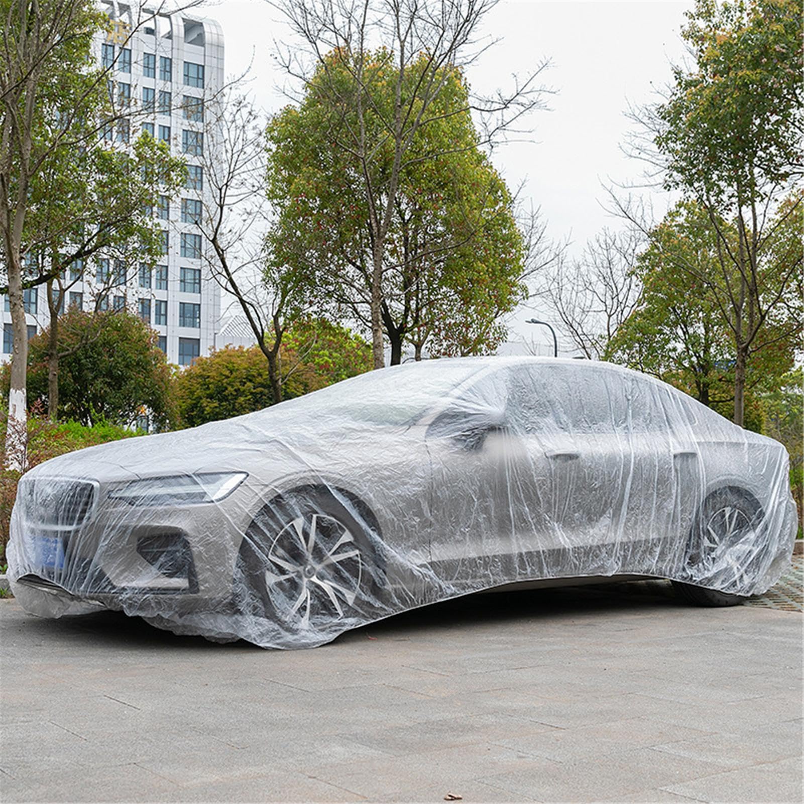 Auto Einweg Abdeckplane - Universal Auto Shelter mit Gummiband, Transparent Auto Case | Wasserdicht/Regen/Staubdicht Garage Transparent Auto Schutzhülle für Außen und Innen, S M L XL Auto Einweg von Generic