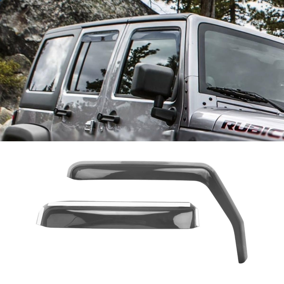 Auto Fenster Visier Sonnenschutz Panel Kompatibel mit JK JL Wrangler 2007-2008 Body Kit Autozubehör (Vier Türen) von Generic