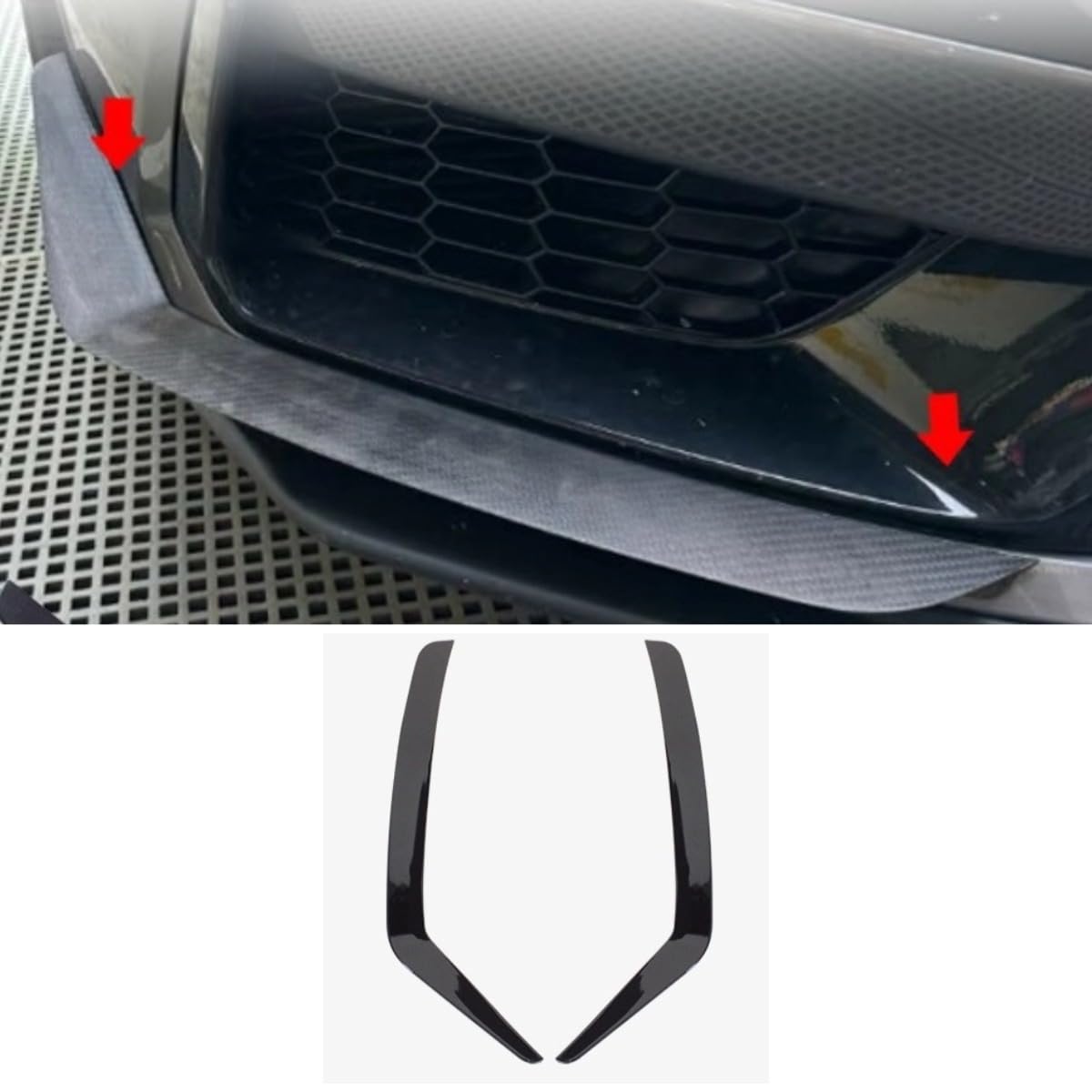 Auto Front Seite Stoßstange Lippe Kompatibel mit Ford Mustang Dark Horse S650 2024 Front Splitter Diffusor Spoiler Body Kit Autozubehör (Carbon Look) von Generic