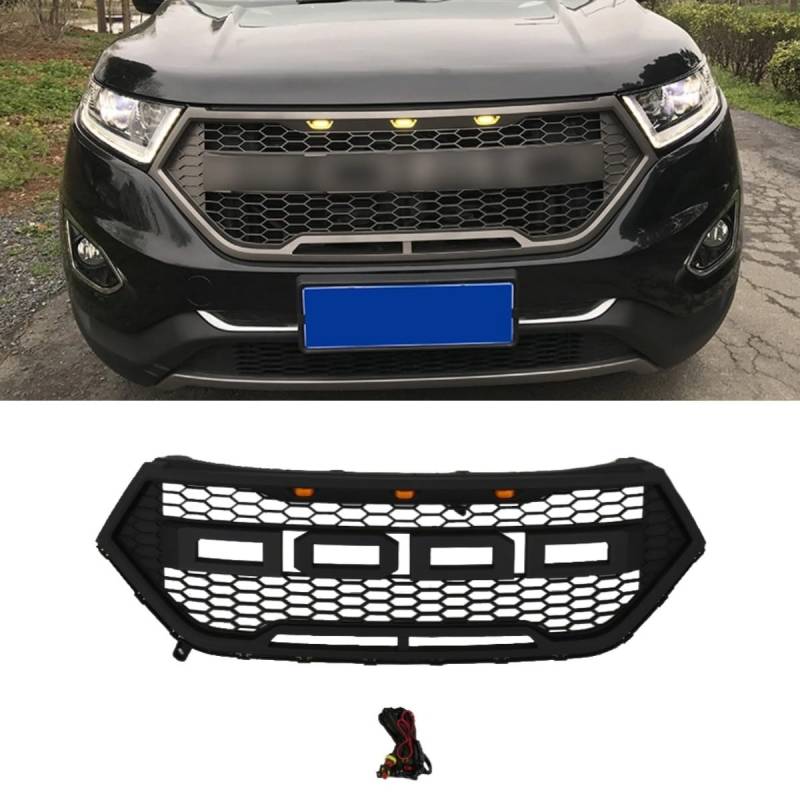 Auto Frontstoßstange Grill Racing Grills Auto Kühlergrill Kompatibel mit Ford Edge 2016-2018 Karosserie Kit Autozubehör (Glänzend Schwarz) von Generic