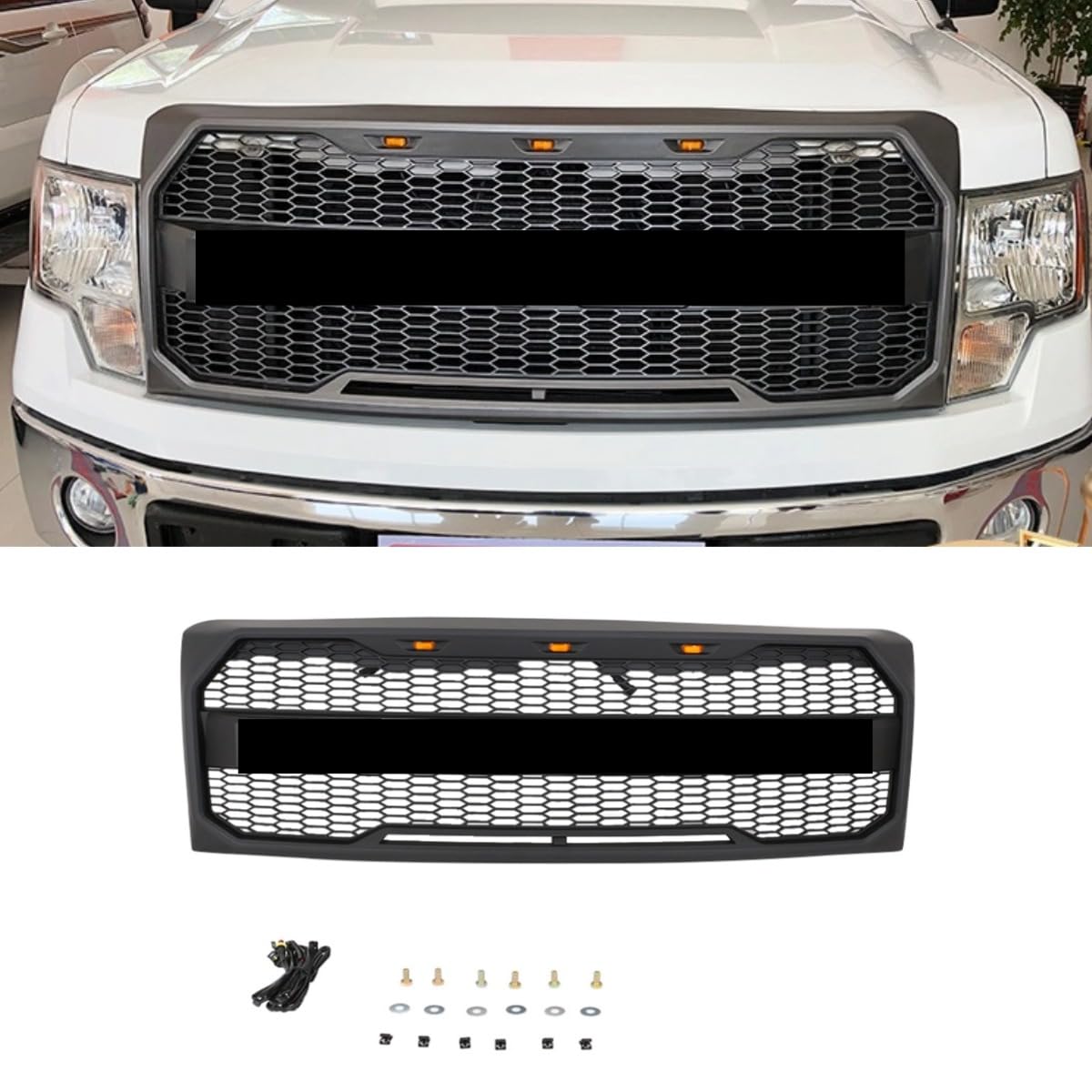 Auto Frontstoßstange Grill Racing Grills Auto Kühlergrill Kompatibel mit Ford F150 2009-2014 Karosserie-Kit Autozubehör (Glänzend Schwarz) von Generic