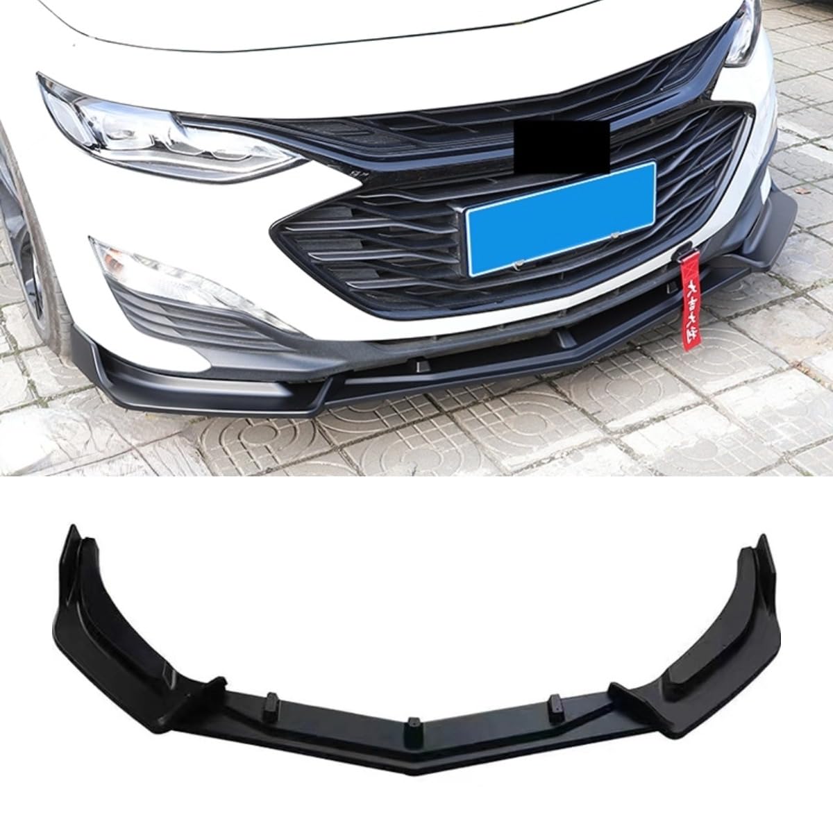 Auto Frontstoßstange Lippe Diffusor Spoiler Glänzend Schwarz Karosserie Kit Kompatibel mit Chevrolet Malibu XL 2016–2022 Stoßstangenschutz Autozubehör (Kohlefaser-Look) von Generic