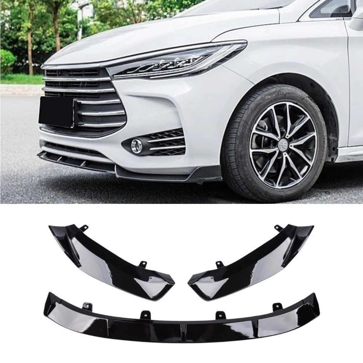 Auto Frontstoßstange Lippe Kompatibel mit BYD Song Max 2017-2019 Front Splitter Diffusor Spoiler Body Kit Auto Zubehör (Glänzend Schwarz) von Generic