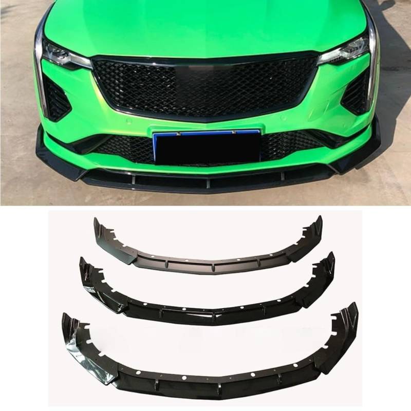 Auto Frontstoßstange Lippe Kompatibel mit Cadillac CT4 2020-2024 Front Splitter Diffusor Spoiler Body Kit Autozubehör (Glanz Schwarz) von Generic