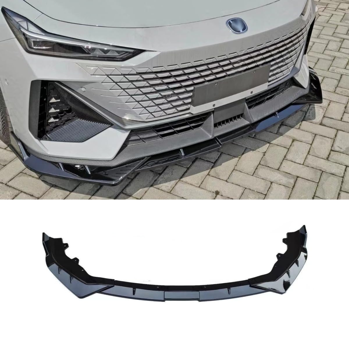 Auto Frontstoßstange Lippe Kompatibel mit Changan UNI-V 2022 Front Splitter Diffusor Spoiler Body Kit Auto Zubehör (Glänzend Schwarz) von Generic