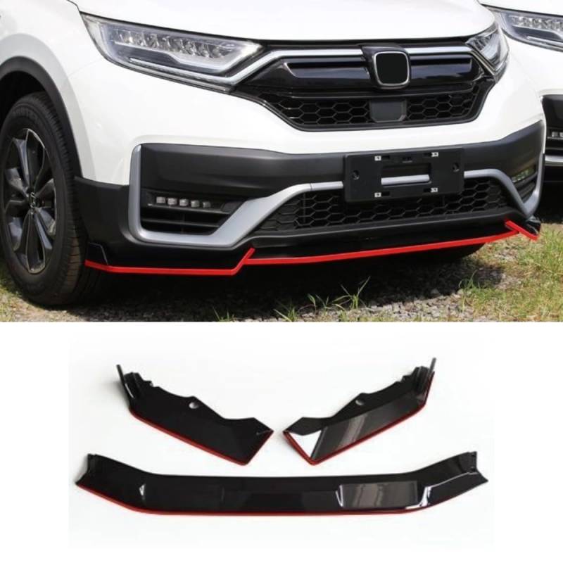 Auto Frontstoßstange Lippe Kompatibel mit Für Honda CRV 2021 Front Splitter Diffusor Spoiler Body Kit Auto Zubehör (Schwarz Rot) von Generic