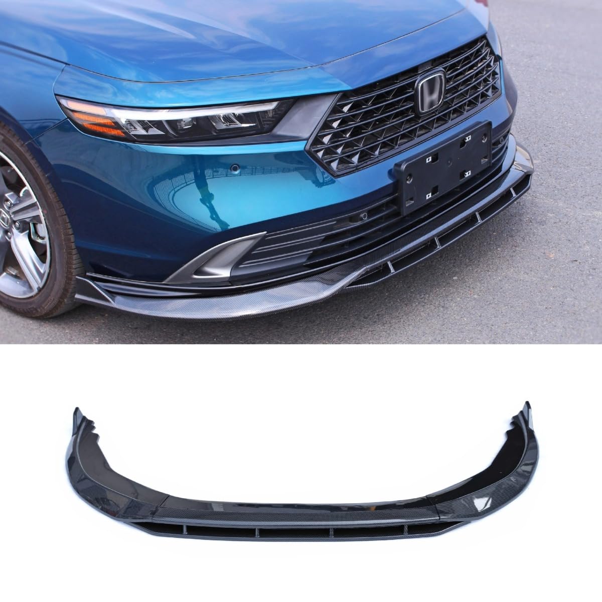 Auto Frontstoßstange Lippe Kompatibel mit Honda 11th Gen Accord 2023 Front Splitter Diffusor Spoiler Body Kit Auto Zubehör (Carbon Look) von Generic