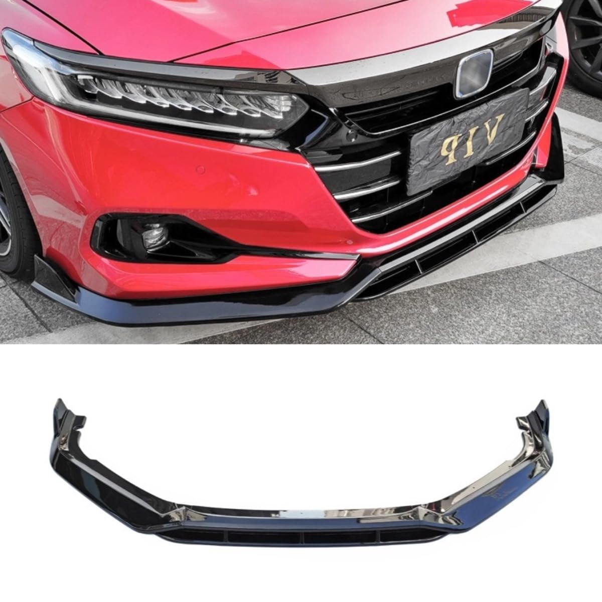 Auto Frontstoßstange Lippe Kompatibel mit Honda Accord 10.5 Gen 2022 Front Splitter Diffusor Spoiler Modifikationsteil Autozubehör (Glanz Schwarz) von Generic