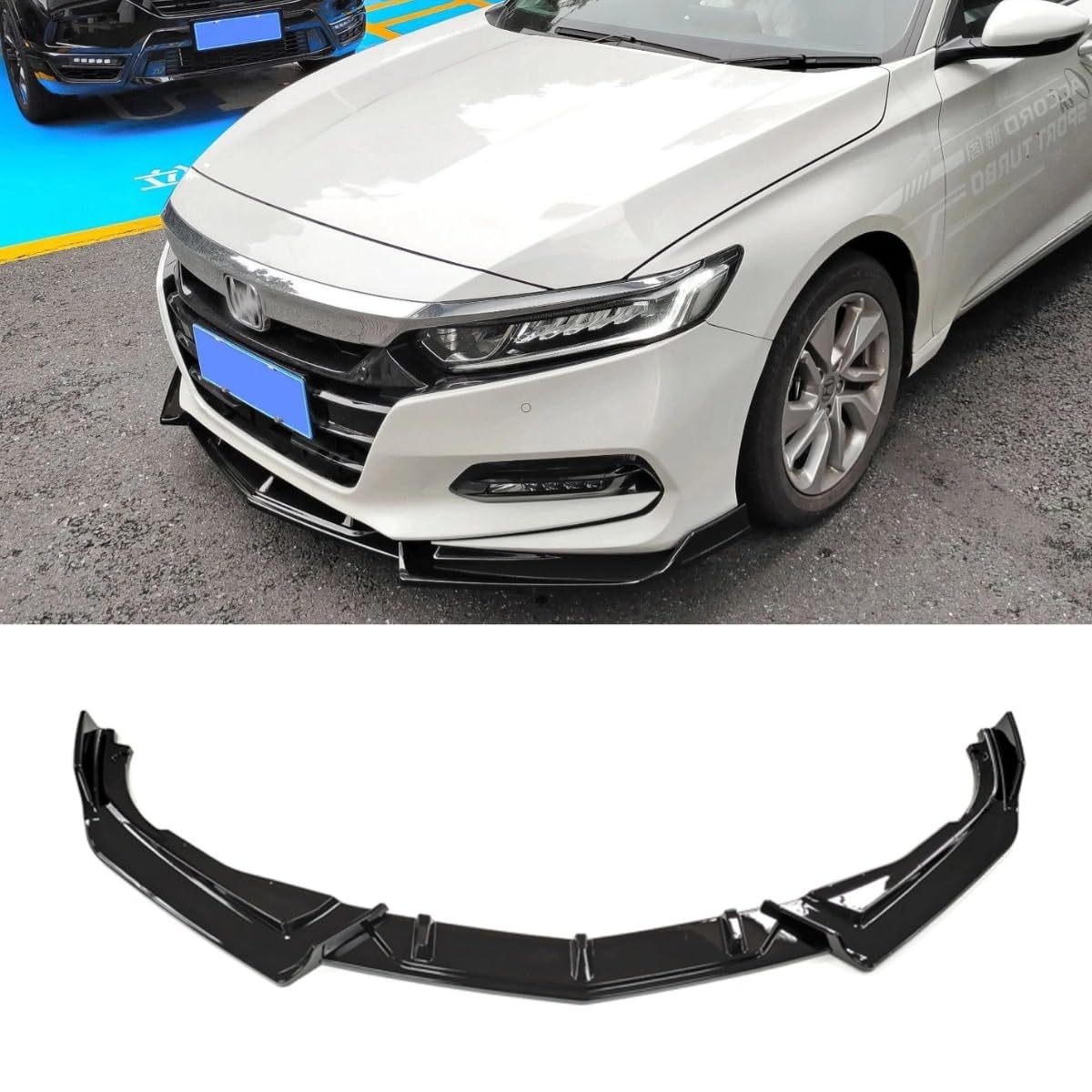 Auto Frontstoßstange Lippe Kompatibel mit Honda Accord 2018-2021 Frontsplitter Diffusor Spoiler Body Kit Modifikationsteil (Glanz Schwarz) von Generic