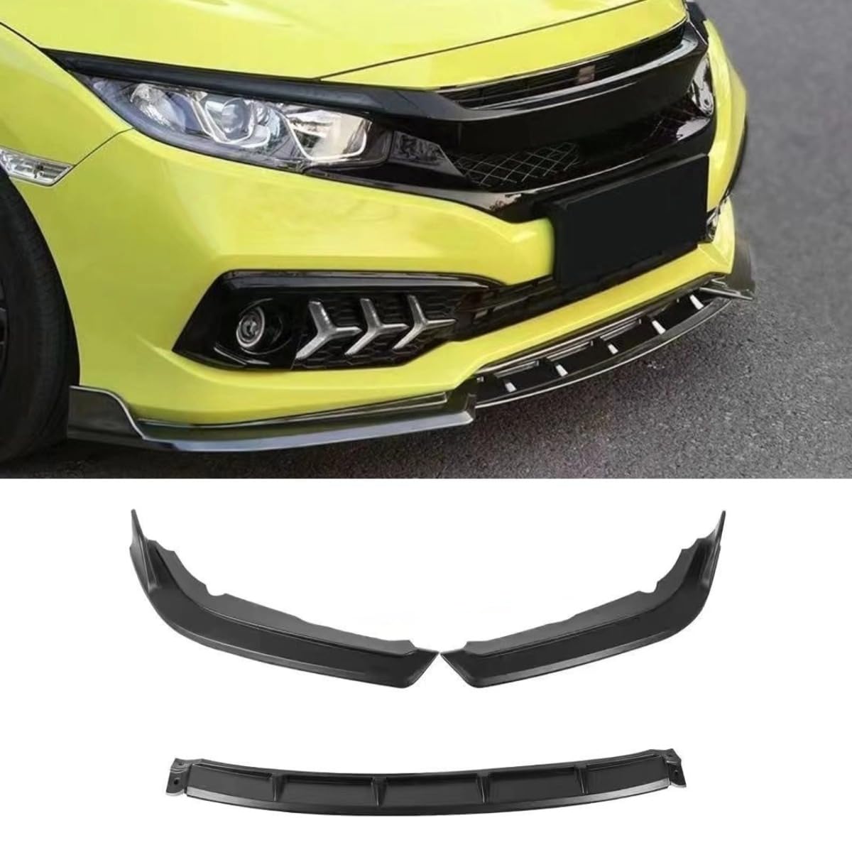 Auto Frontstoßstange Lippe Kompatibel mit Honda Civic 10th Gen 19-21 Front Splitter Diffusor Spoiler Body Kit Auto Zubehör (Matt Schwarz) von Generic