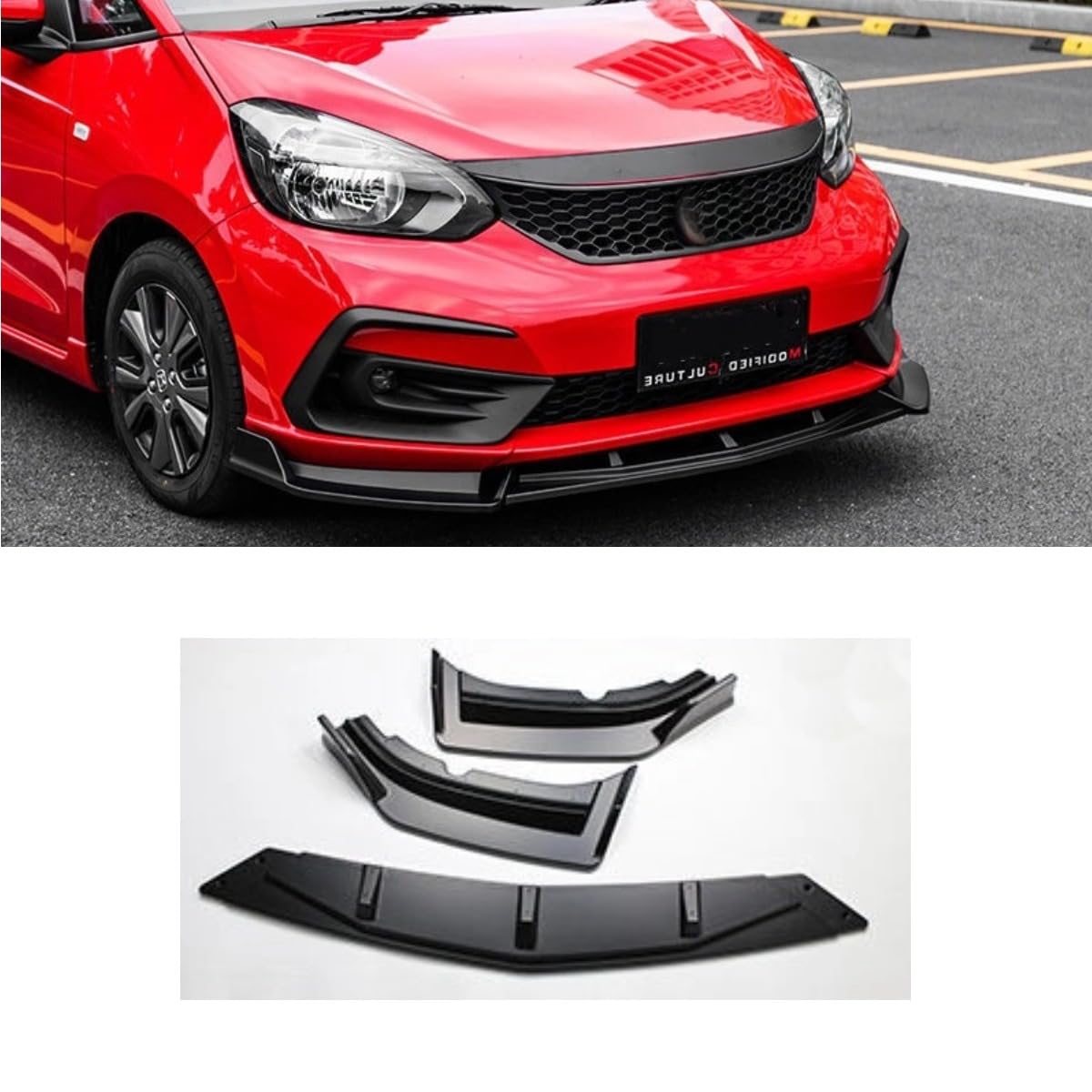 Auto Frontstoßstange Lippe Kompatibel mit Honda Fit 2021-2024 Front Splitter Diffusor Spoiler Body Kit Autozubehör (Mattschwarz) von Generic