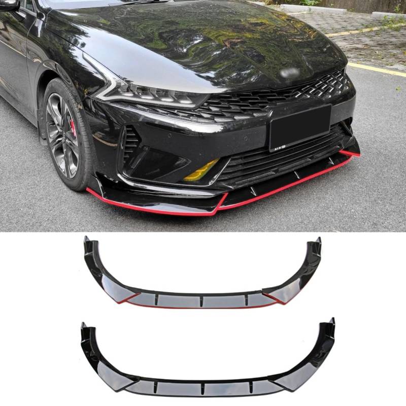 Auto Frontstoßstange Lippe Kompatibel mit Kia K5 2020-2024 Front Splitter Diffusor Spoiler Body Kit Modifikationsteil (Glanz Schwarz) von Generic