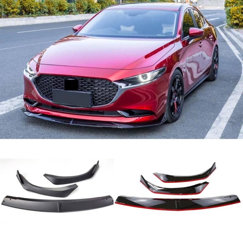 Auto Frontstoßstange Lippe Kompatibel mit Mazda 3 Axela 2020 Front Splitter Diffusor Spoiler Body Kit Autozubehör (Mattschwarz) von Generic