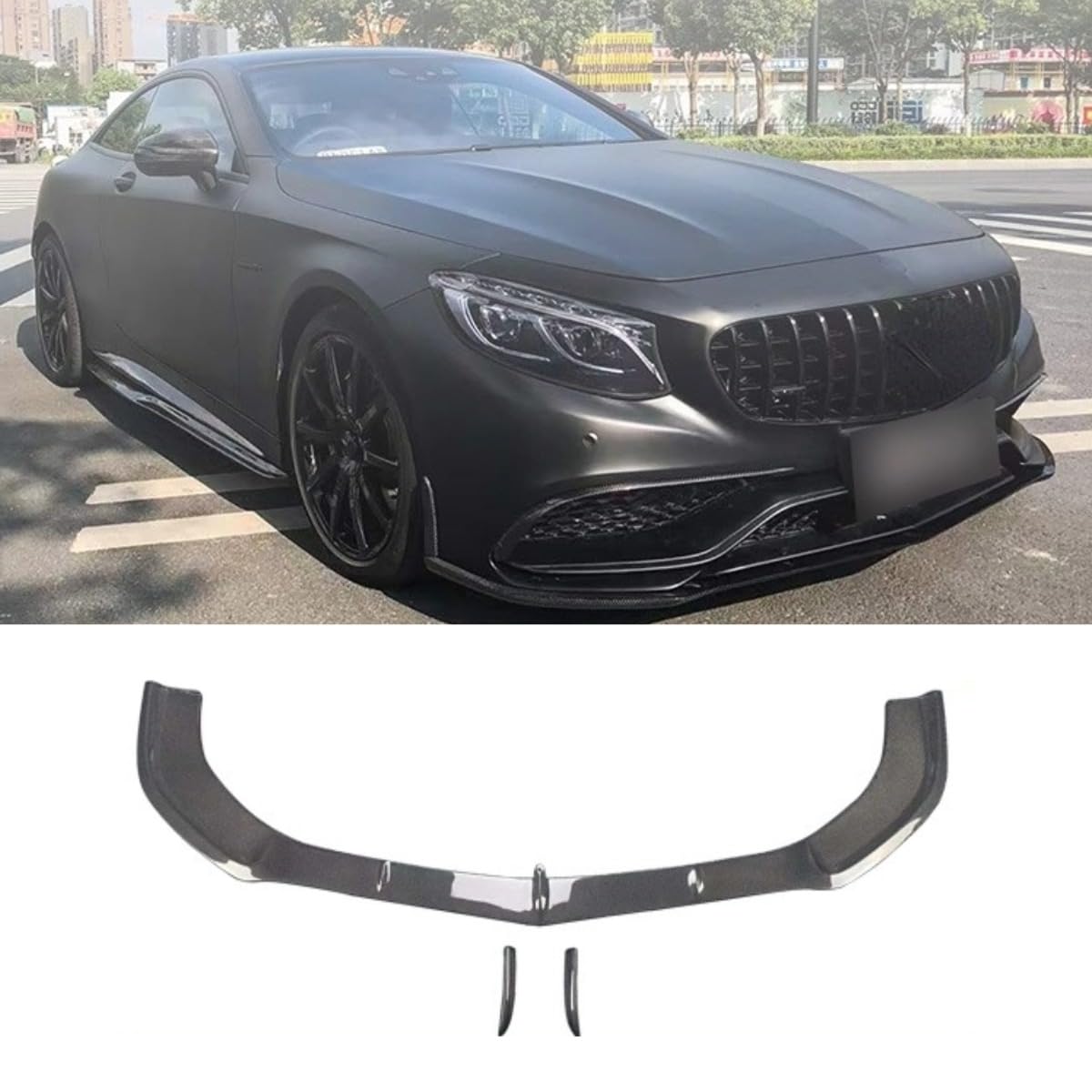 Auto Frontstoßstange Lippe Kompatibel mit Mercedes Benz S-Klasse Coupe W217 S63 BR 2014-2017 Front Splitter Diffusor Spoiler Body Kit Auto Zubehör von Generic