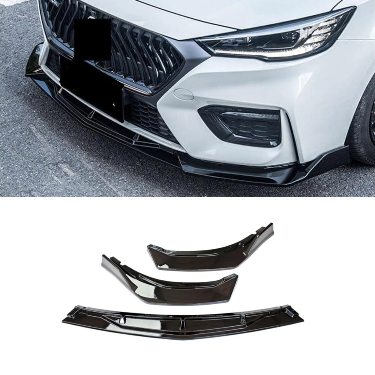 Auto Frontstoßstange Lippe Kompatibel mit Morris Garagen MG6 2020-2024 Front Splitter Diffusor Spoiler Body Kit Auto Zubehör (Glänzend Schwarz) von Generic