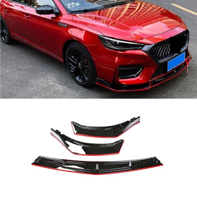 Auto Frontstoßstange Lippe Kompatibel mit Morris Garagen MG6 2020-2024 Front Splitter Diffusor Spoiler Body Kit Autozubehör (Schwarz Rot) von Generic