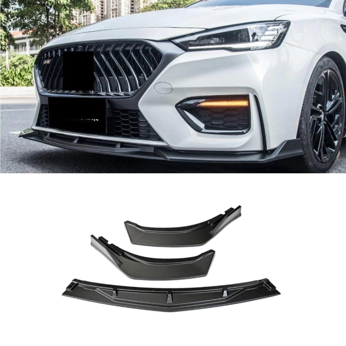 Auto Frontstoßstange Lippe Kompatibel mit Morris Garages MG6 2020-2024 Front Splitter Diffusor Spoiler Body Kit Autozubehör (Mattschwarz) von Generic