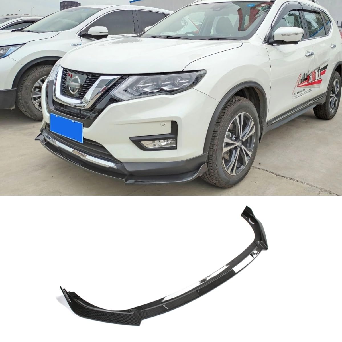 Auto Frontstoßstange Lippe Kompatibel mit Nissan X-Trail 2017-2019 Front Splitter Diffusor Spoiler Modifikationsteil Autozubehör (Carbon Look) von Generic