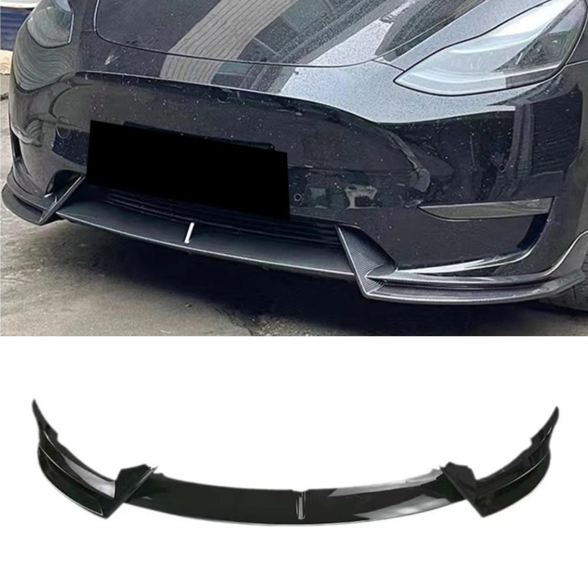 Auto Frontstoßstange Lippe Kompatibel mit Tesla Model 3 2019-2022 Front Diffusor Spoiler Body Kit Autozubehör (Glanz Schwarz) von Generic