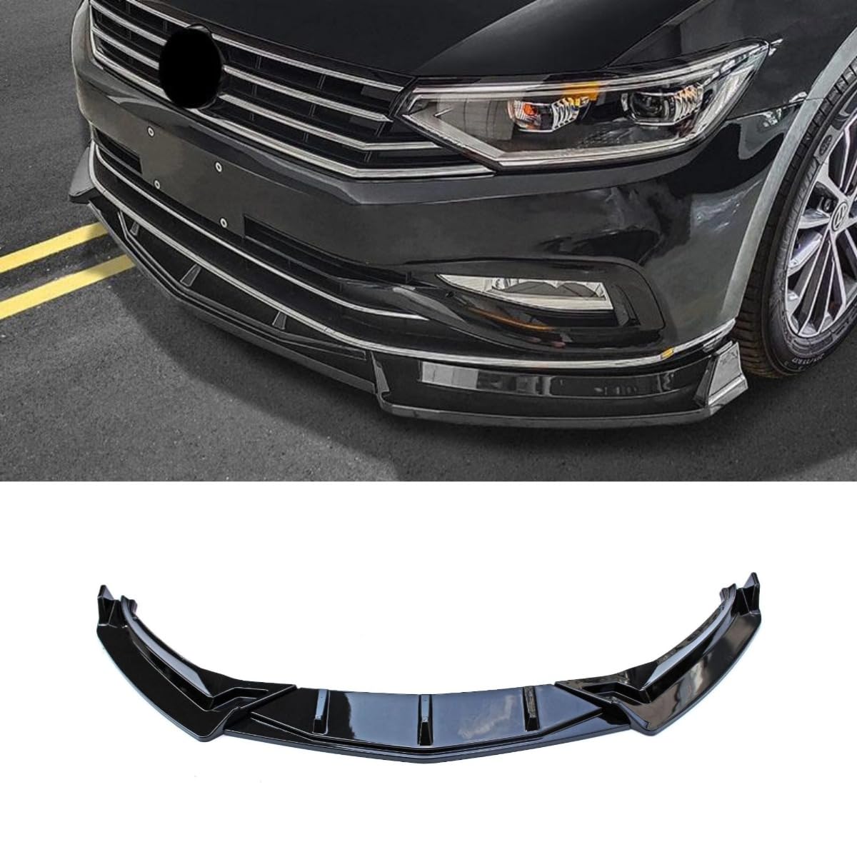 Auto Frontstoßstange Lippe Kompatibel mit Volkswagen Magotan B8 2017-2019 Front Splitter Diffusor Spoiler Body Kit Auto Zubehör (Glänzend Schwarz) von Generic