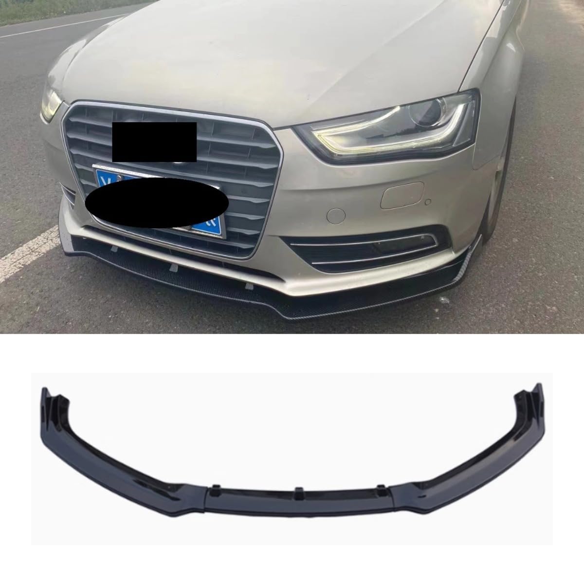 Auto Frontstoßstange Lippe Kompatibel mit für Audi A4 2013-2016 Front Splitter Diffusor Spoiler Body Kit Auto Zubehör (Glänzend Schwarz) von Generic