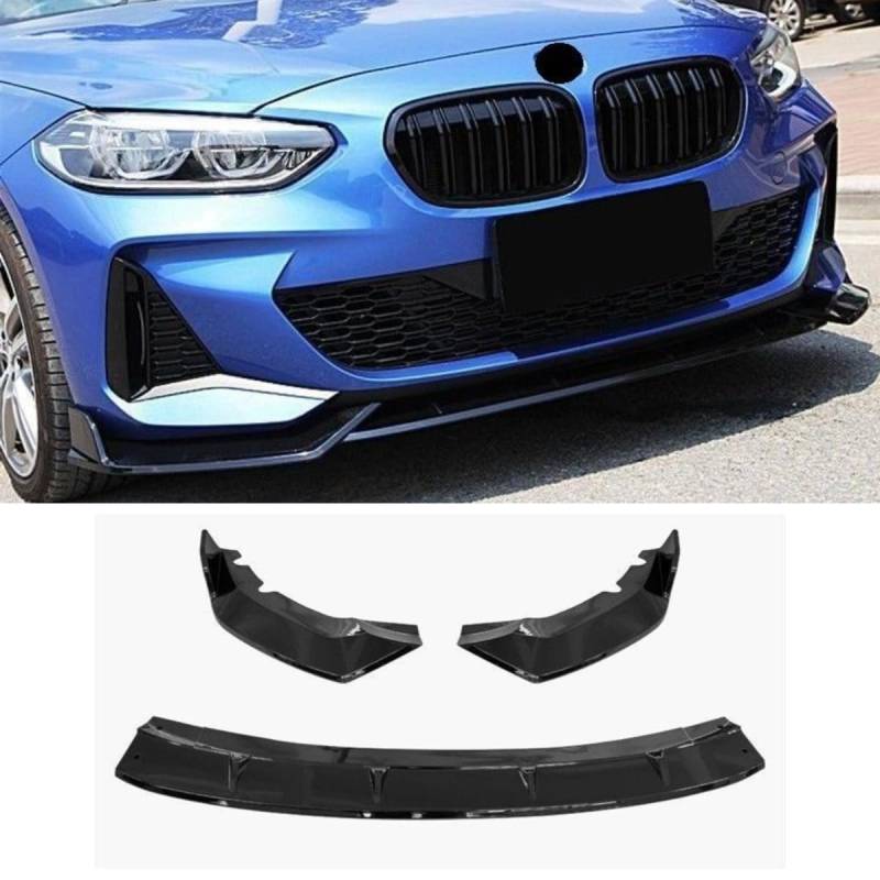 Auto Frontstoßstange Lippe Kompatibel mit für BMW 1er 2019-2023 Front Splitter Diffusor Spoiler Body Kit Auto Zubehör (Glänzend Schwarz) von Generic