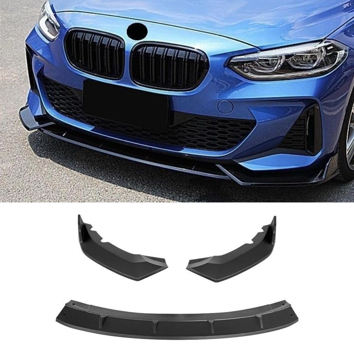 Auto Frontstoßstange Lippe Kompatibel mit für BMW 1er 2019-2023 Front Splitter Diffusor Spoiler Body Kit Autozubehör (Mattschwarz) von Generic