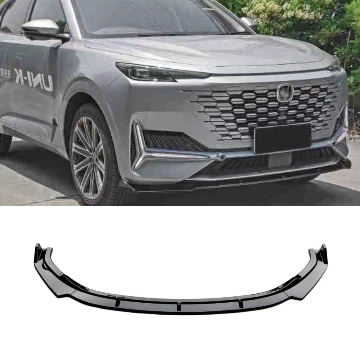 Auto Frontstoßstange Lippe Kompatibel mit für Chang'an UNI-K 2021-2023 Front Splitter Diffusor Spoiler Body Kit Auto Zubehör (Glänzend Schwarz) von Generic