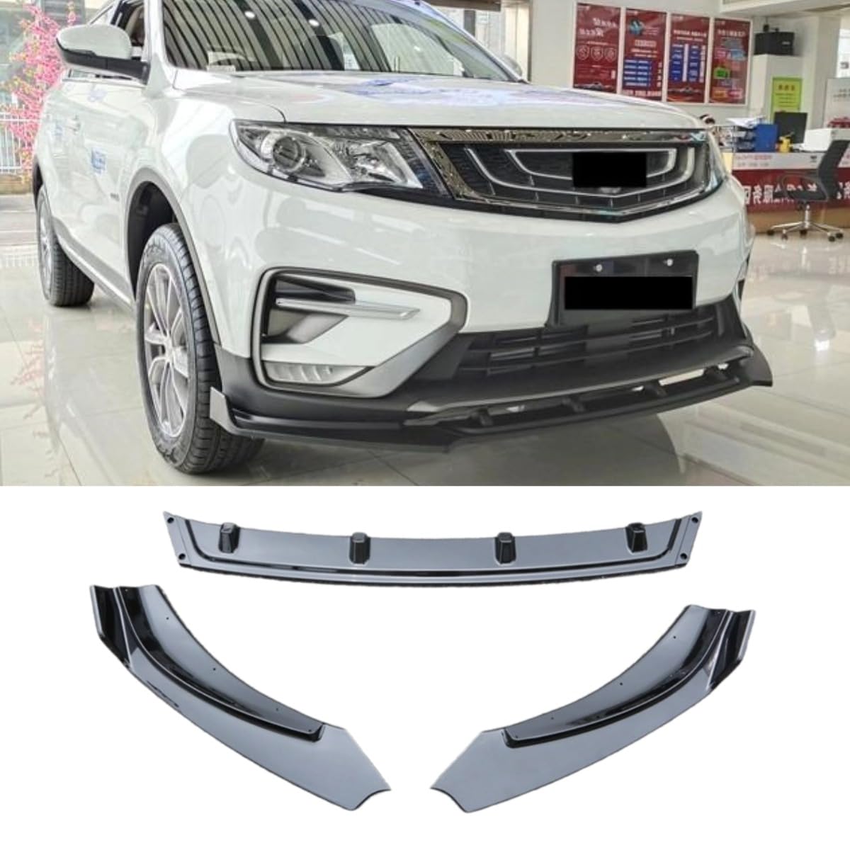 Auto Frontstoßstange Lippe Kompatibel mit für Geely Boyue 2018-2020 Front Splitter Diffusor Spoiler Body Kit Auto Zubehör (Glänzend Schwarz) von Generic