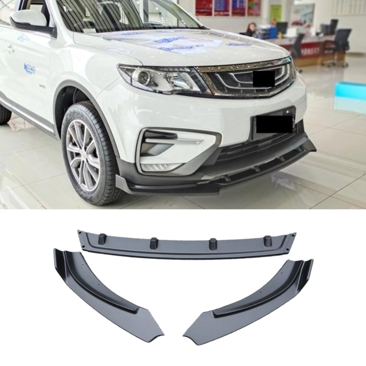 Auto Frontstoßstange Lippe Kompatibel mit für Geely Boyue 2018-2020 Front Splitter Diffusor Spoiler Body Kit Autozubehör (Mattschwarz) von Generic