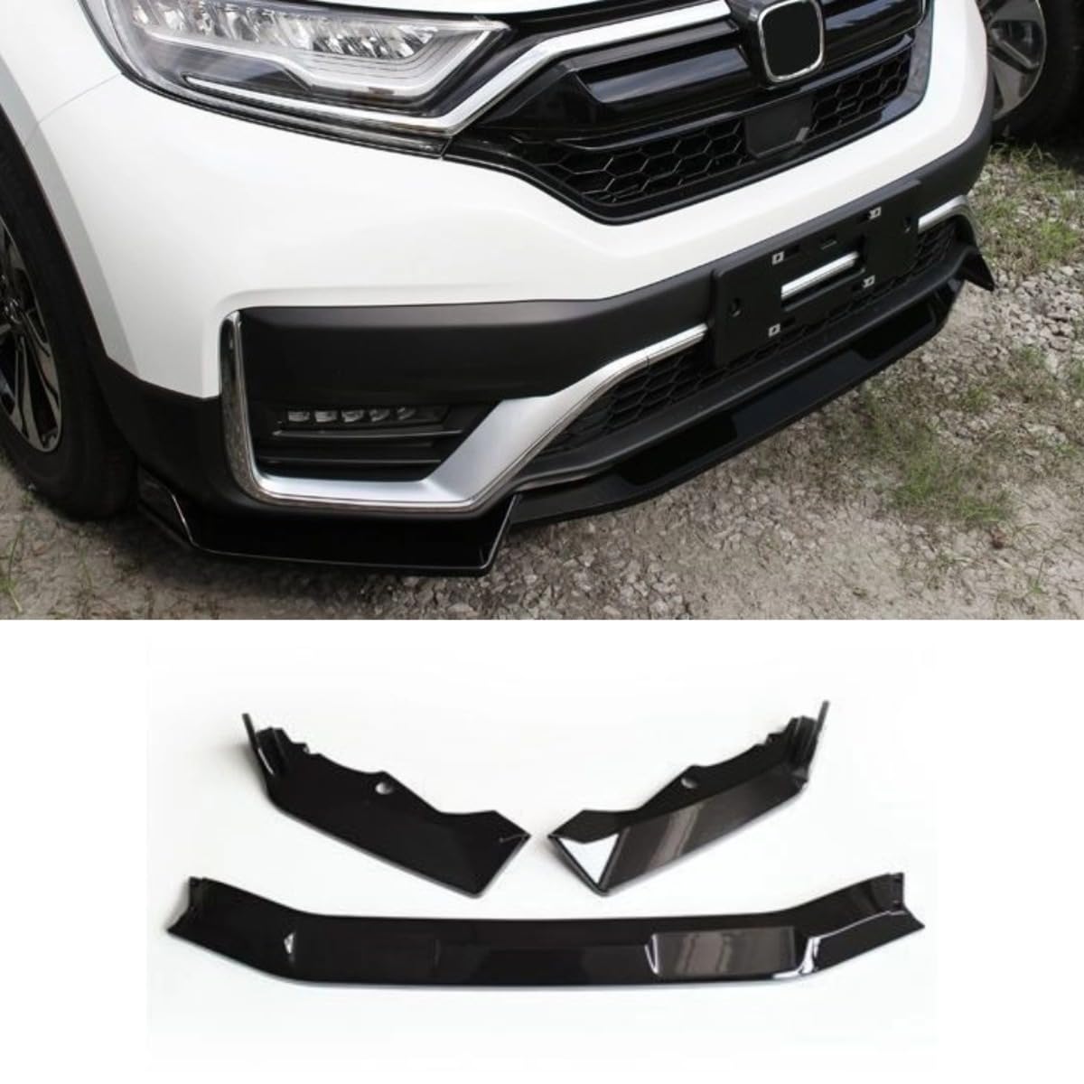 Auto Frontstoßstange Lippe Kompatibel mit für Honda CRV 2021 Front Splitter Diffusor Spoiler Body Kit Auto Zubehör (Glänzend Schwarz) von Generic