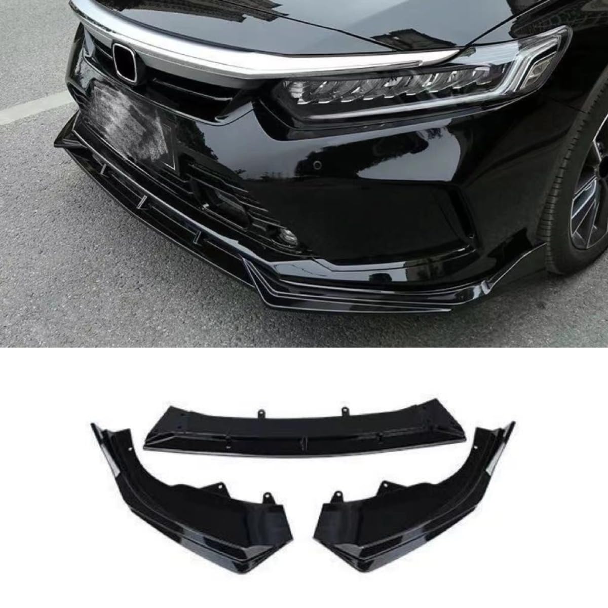 Auto Frontstoßstange Lippe Kompatibel mit für Honda Inspire 2022 Front Splitter Diffusor Spoiler Body Kit Autozubehör (Mattschwarz) von Generic