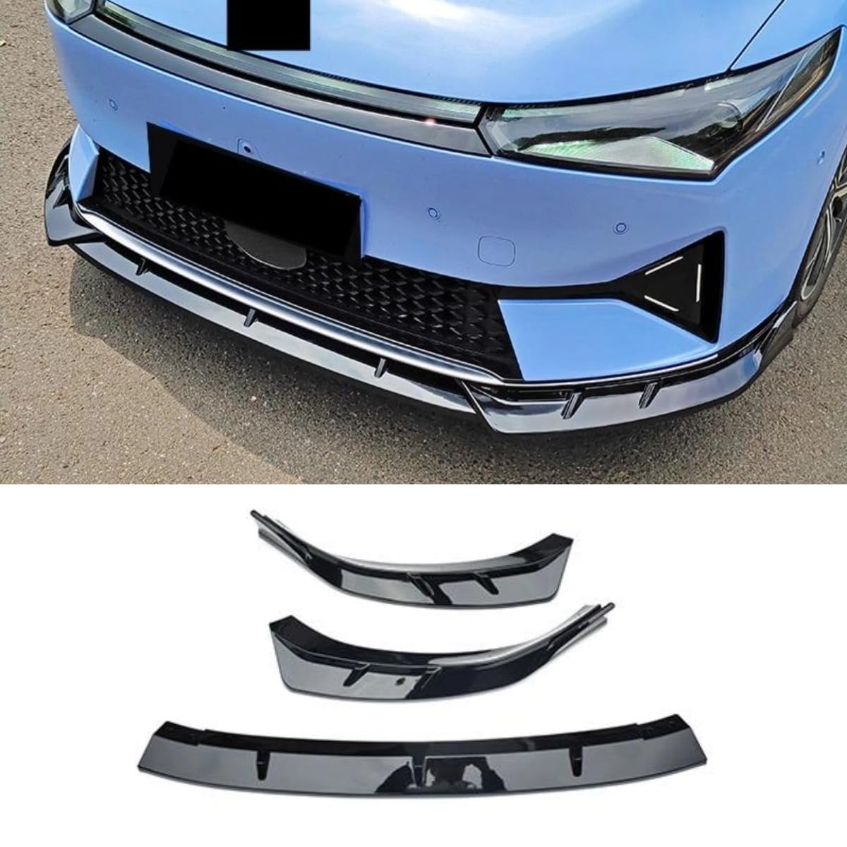 Auto Frontstoßstange Lippe Kompatibel mit für Xiaopeng P5 Front Splitter Diffusor Spoiler Body Kit Auto Zubehör (Glänzend Schwarz) von Generic