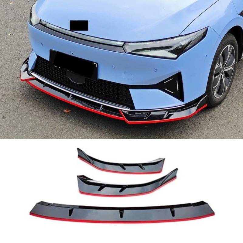 Auto Frontstoßstange Lippe Kompatibel mit für Xiaopeng P5 Front Splitter Diffusor Spoiler Body Kit Auto Zubehör (Schwarz Rot) von Generic