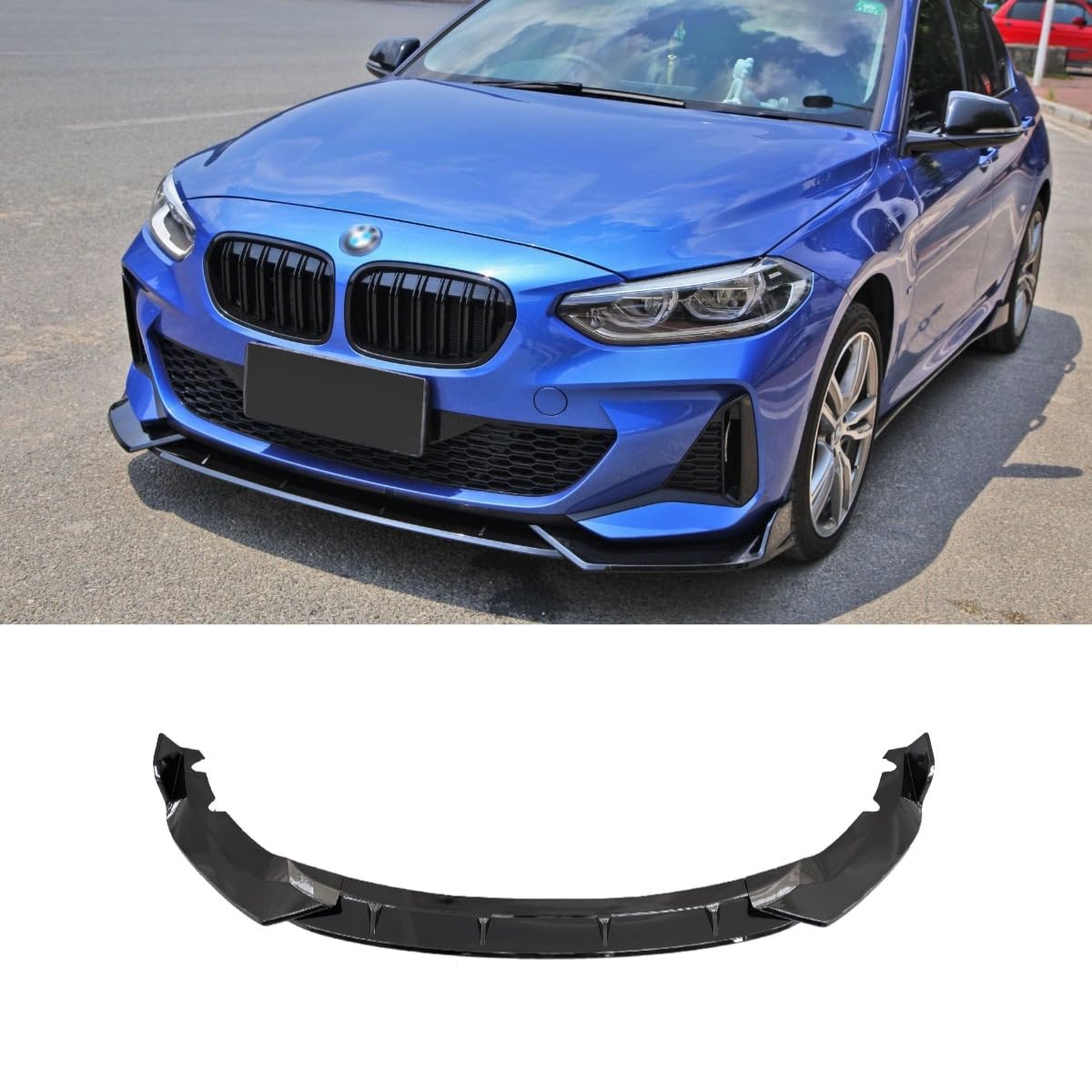 Auto Frontstoßstange Lippe Kompatibel mitBMW 1er M Sport 2019-2023 Front Splitter Diffusor Spoiler Body Kit Autozubehör (Glanz Schwarz) von Generic