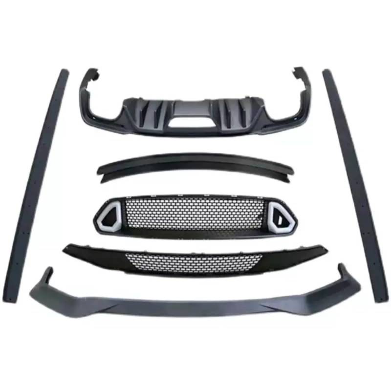 Auto Frontstoßstange Lippe Seitenschweller Spoiler Auto Kühlergrill Stoßstangenschutz Kompatibel mit Ford Mustang 2018-2023 Body Kit Autozubehör (A Set) von Generic