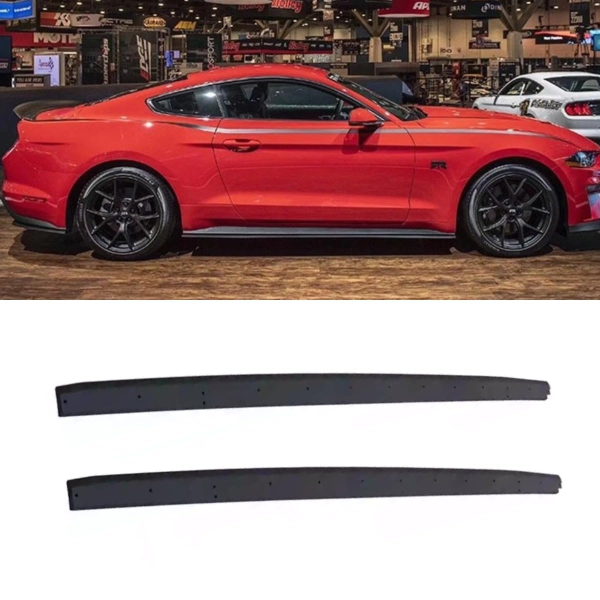 Auto Frontstoßstange Lippe Seitenschweller Spoiler Auto Kühlergrill Stoßstangenschutz Kompatibel mit Ford Mustang 2018-2023 Body Kit Autozubehör (Frontlippe) von Generic