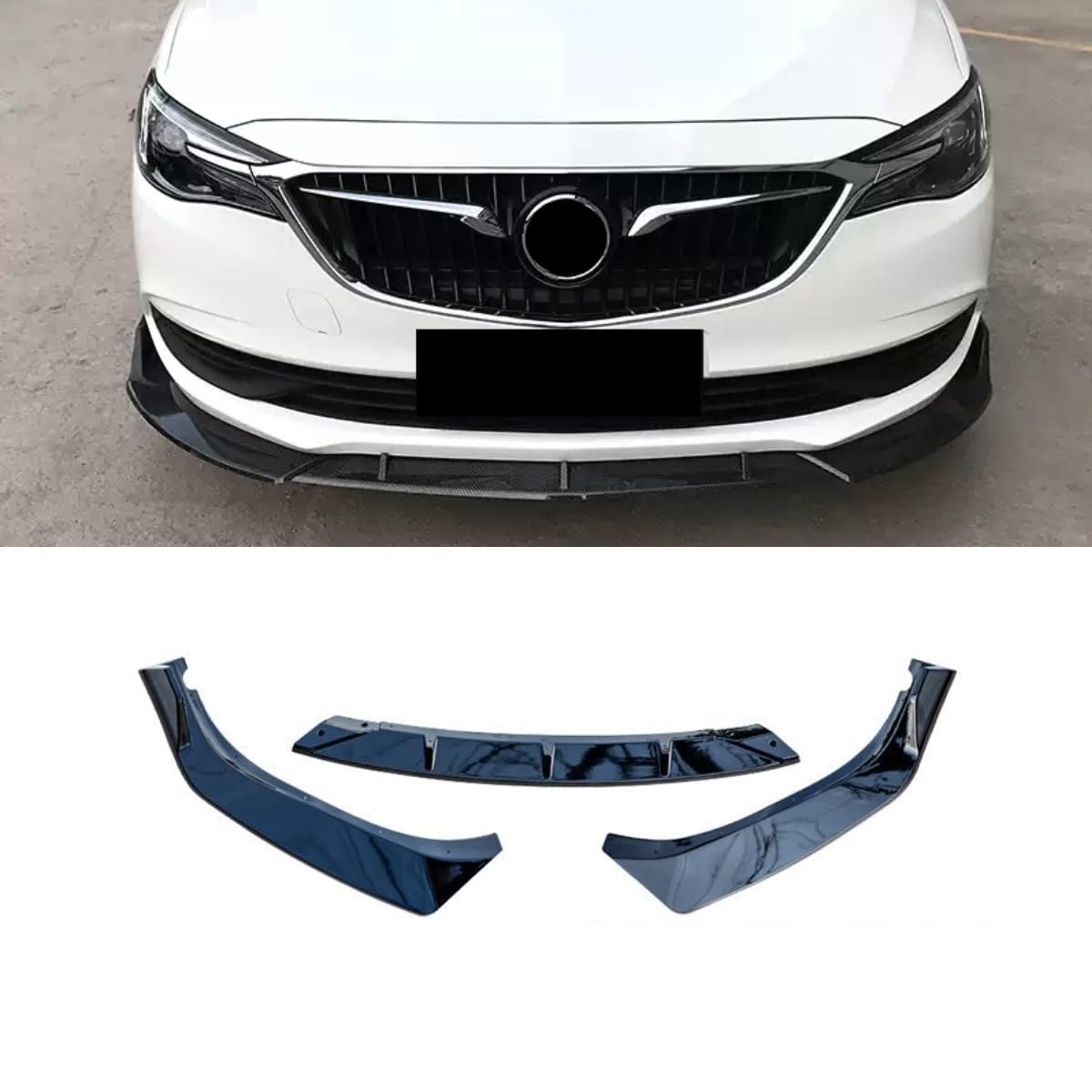 Auto Frontstoßstange Lippe Splitter Spoiler Stoßstange Lippe Kompatibel mit Buick Excelle 2018-2022 Body Kit Auto Zubehör (Glänzend Schwarz) von Generic