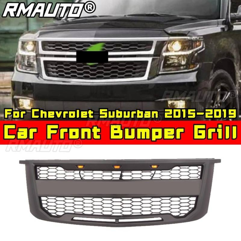 Auto Frontstoßstange Racing Grills Auto Kühlergrill Kompatibel mit Chevrolet Suburban 2015-2019 Karosserie-Kit Autozubehör (Schwarz) von Generic