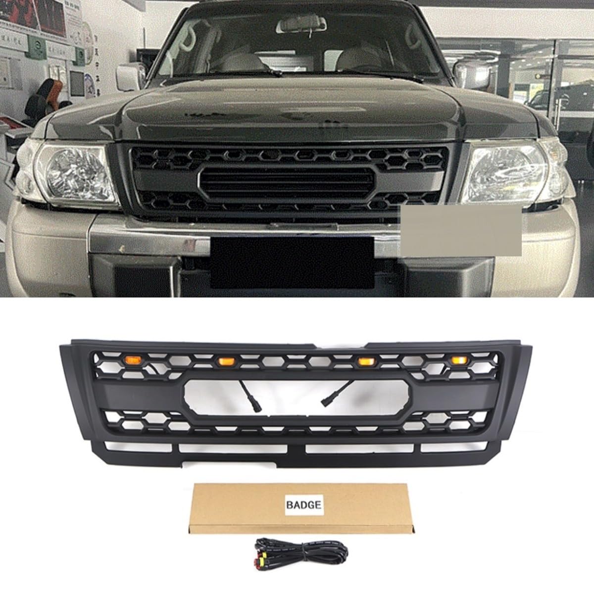 Auto Frontstoßstange Racing Grills Auto Kühlergrill Kompatibel mit Nissan Patrol Y61 1998-2002 Karosserie-Kit Autozubehör (Grill mit Licht) von Generic