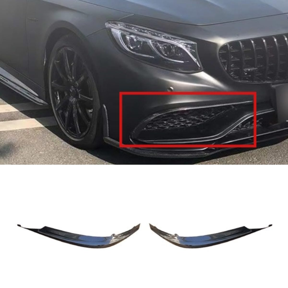 Auto Frontstoßstange Seitenlippe Kompatibel mit Mercedes Benz S-Klasse Coupe W217 S63 BR 14-17 Frontsplitter Diffusor Spoiler Karosserie Kit Autozubehör von Generic