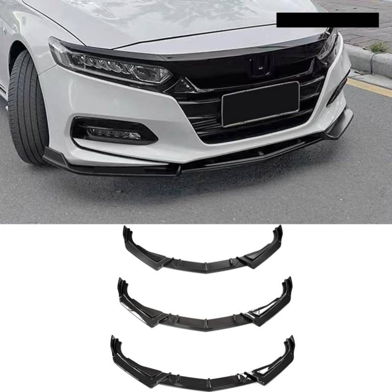 Auto Frontstoßstange Spoiler Kompatibel mit Honda 10th Gen Accord 2018-2021 Front Splitter Diffusor Body Kit Modifikationsteil (Glanz Schwarz) von Generic