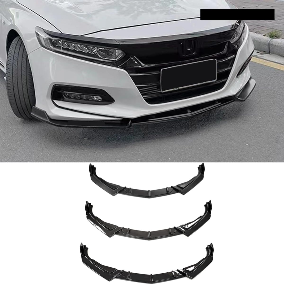 Auto Frontstoßstange Spoiler Kompatibel mit Honda 10th Gen Accord 2018-2021 Front Splitter Diffusor Body Kit Modifikationsteil (Mattschwarz) von Generic