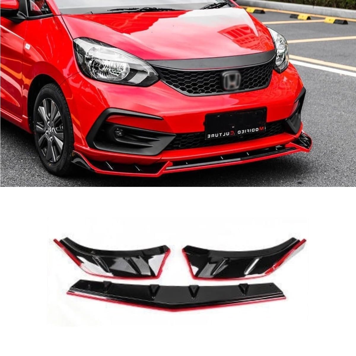 Auto Frontstoßstange Spoiler Kompatibel mit Honda Fit 2021-2024 Front Splitter Diffusor Modifikationsteil Auto Zubehör (Schwarz Rot) von Generic