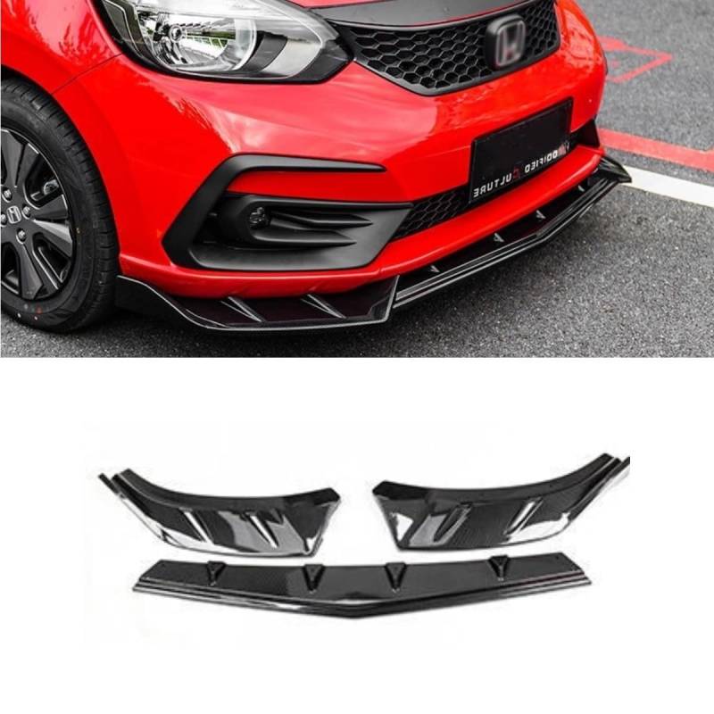 Auto Frontstoßstange Spoiler Kompatibel mit Honda Fit 2021-2024 Frontsplitter Diffusor Modifikationsteil Autozubehör (Kohlefaser-Optik) von Generic