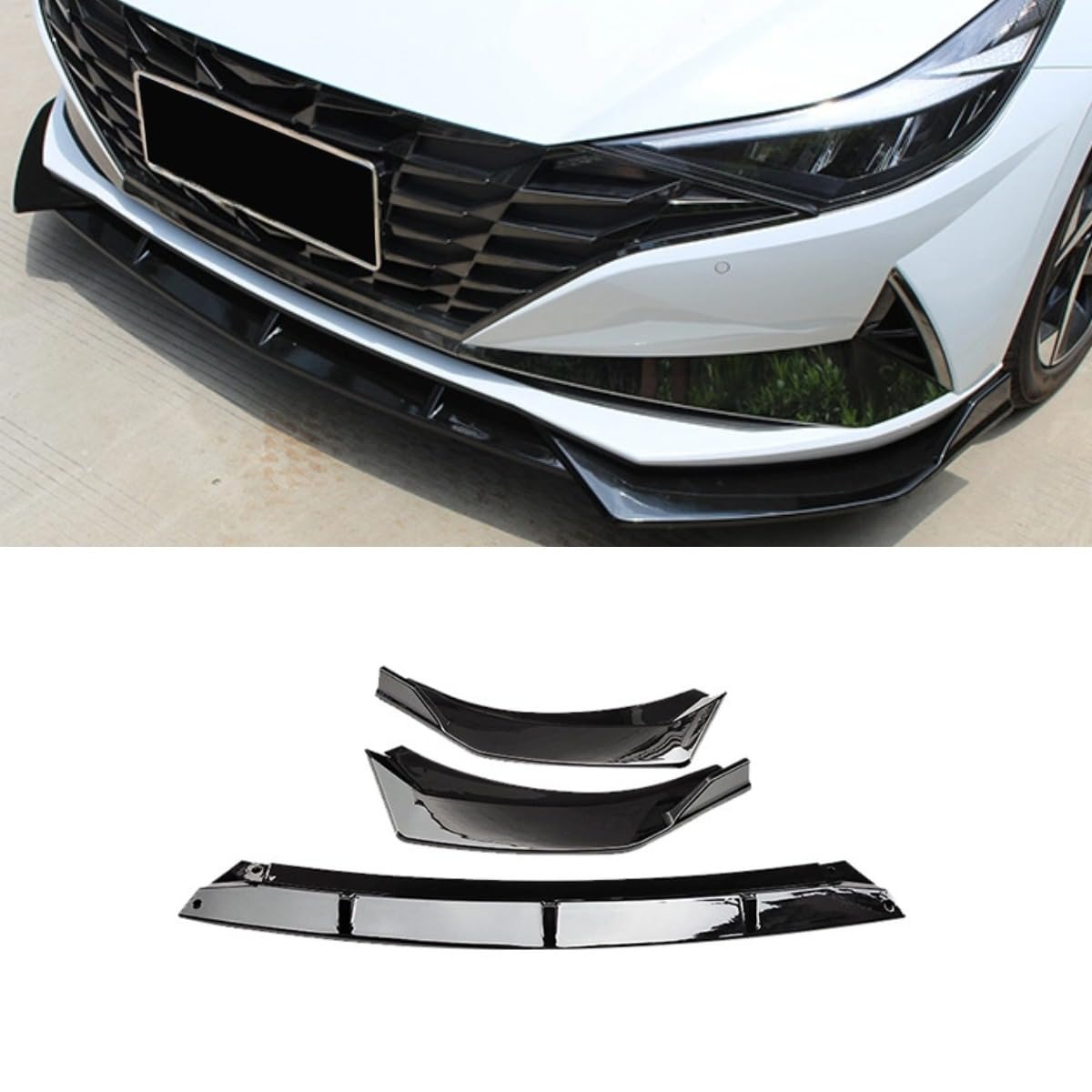 Auto Frontstoßstange Spoiler Stoßstangenschutz Stoßstangenschutz Karosserie Kit Kompatibel mit Hyundai Elantra 2021-2023 7. Generation Autozubehör (Sportstil) von Generic