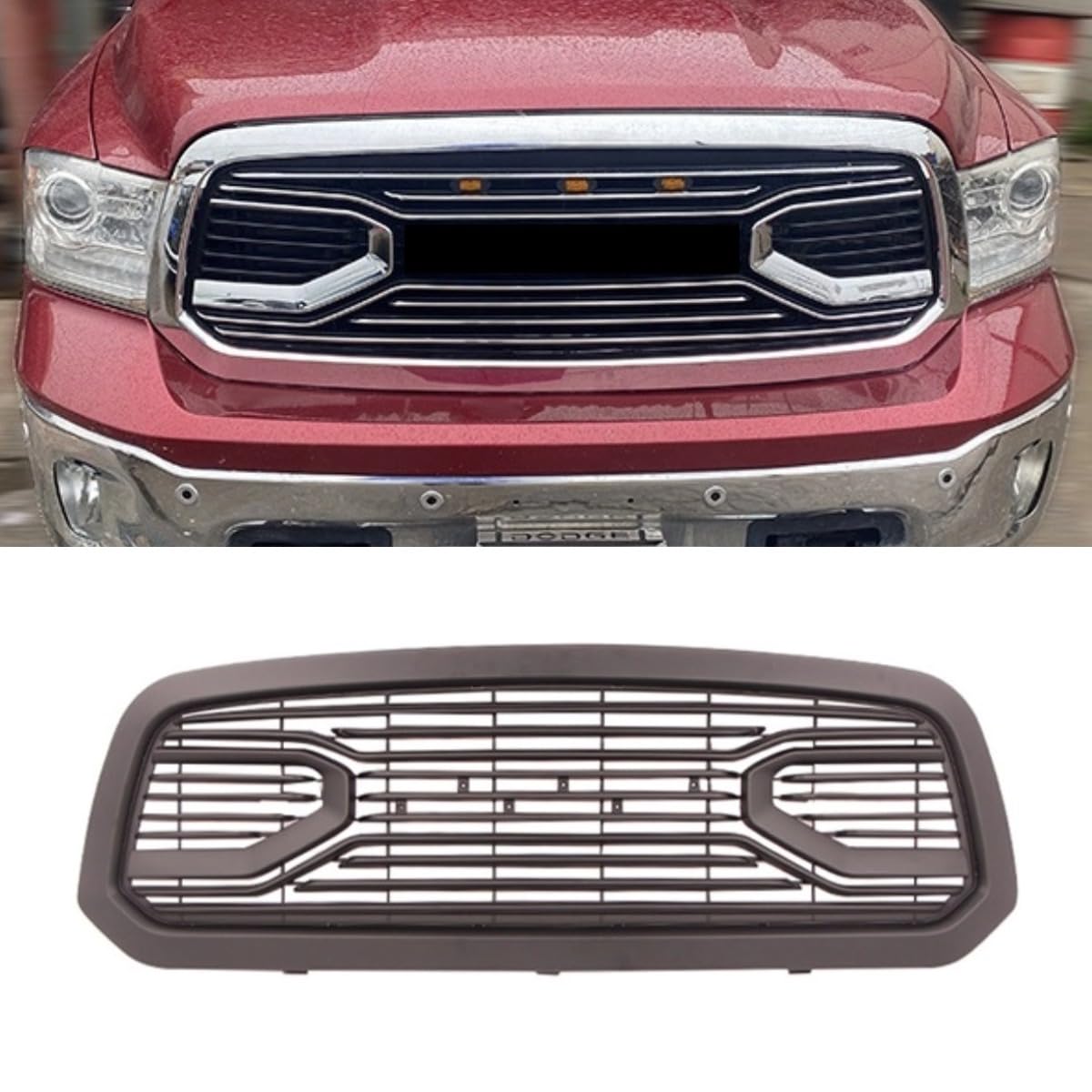 Auto Frontstoßstangengitter Racing Grills Autogrill Kompatibel mit Dodge RAM 1500 2014-2018 Karosserie-Kit Autozubehör (Schwarz) von Generic