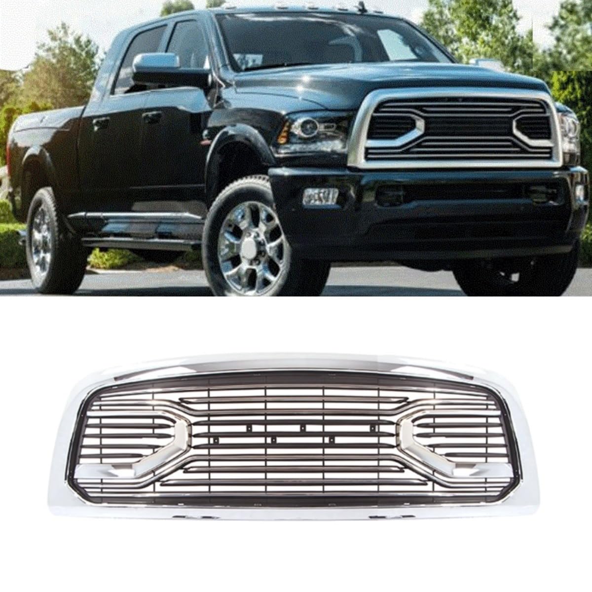 Auto Frontstoßstangengitter Racing Grills Autogrill Kompatibel mit Dodge RAM 2500-3500 2010-2019 Karosserie-Kit Autozubehör (Silber) von Generic