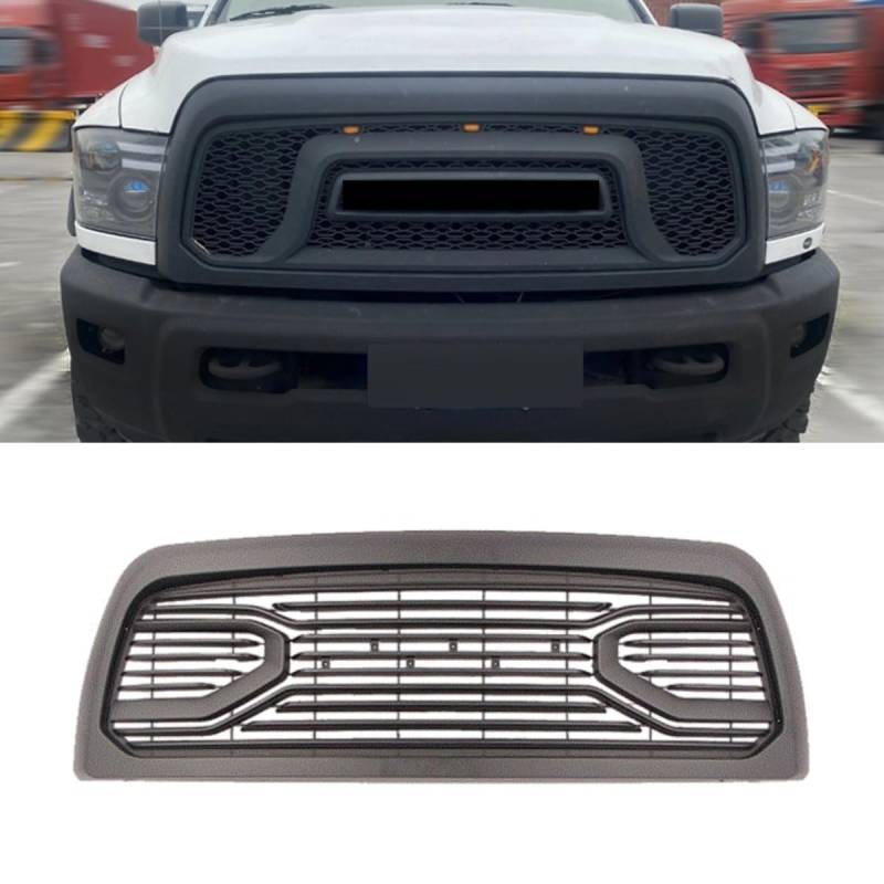 Auto Frontstoßstangengitter Racing Grills Autogrill Kompatibel mit Dodge RAM 2500-3500 2010-2019 Karosserie-Kit Autozubehör (Waben + Licht) von Generic